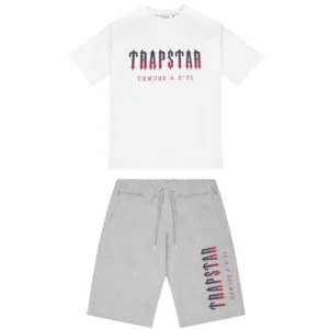 OVERSIZED DECODED SHORTS - GREY-RED GRADIENT